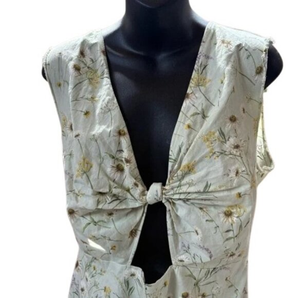 H&M brown floral knot and cutout mini dress size US M - Picture 2 of 11